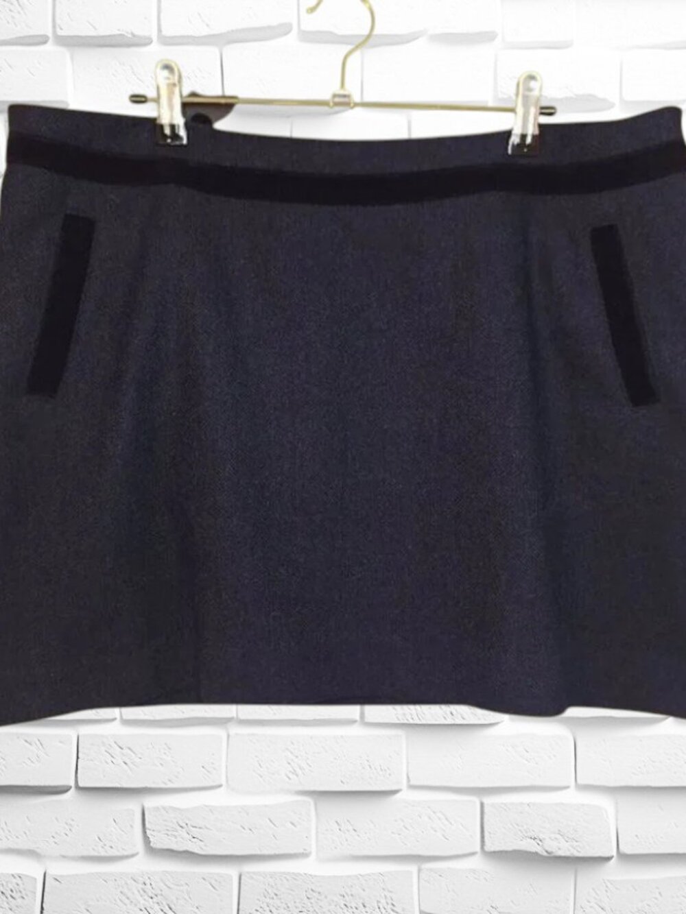 Joules Blue Wool Blend Tweed Mini Skirt Sz 12